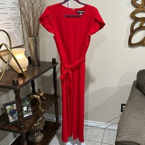 Karl Lagerfeld Red Sheath Jumpsuit with Dolman Sleeves